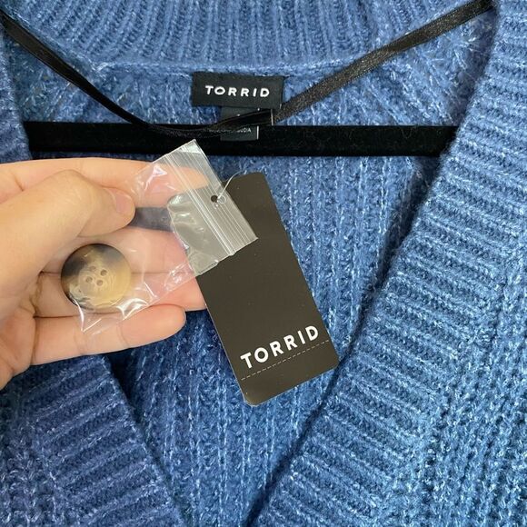 Torrid Blue Cardigan Button Front Sweater, Soft, With Stretch size 3X NWT - Picture 14 of 15